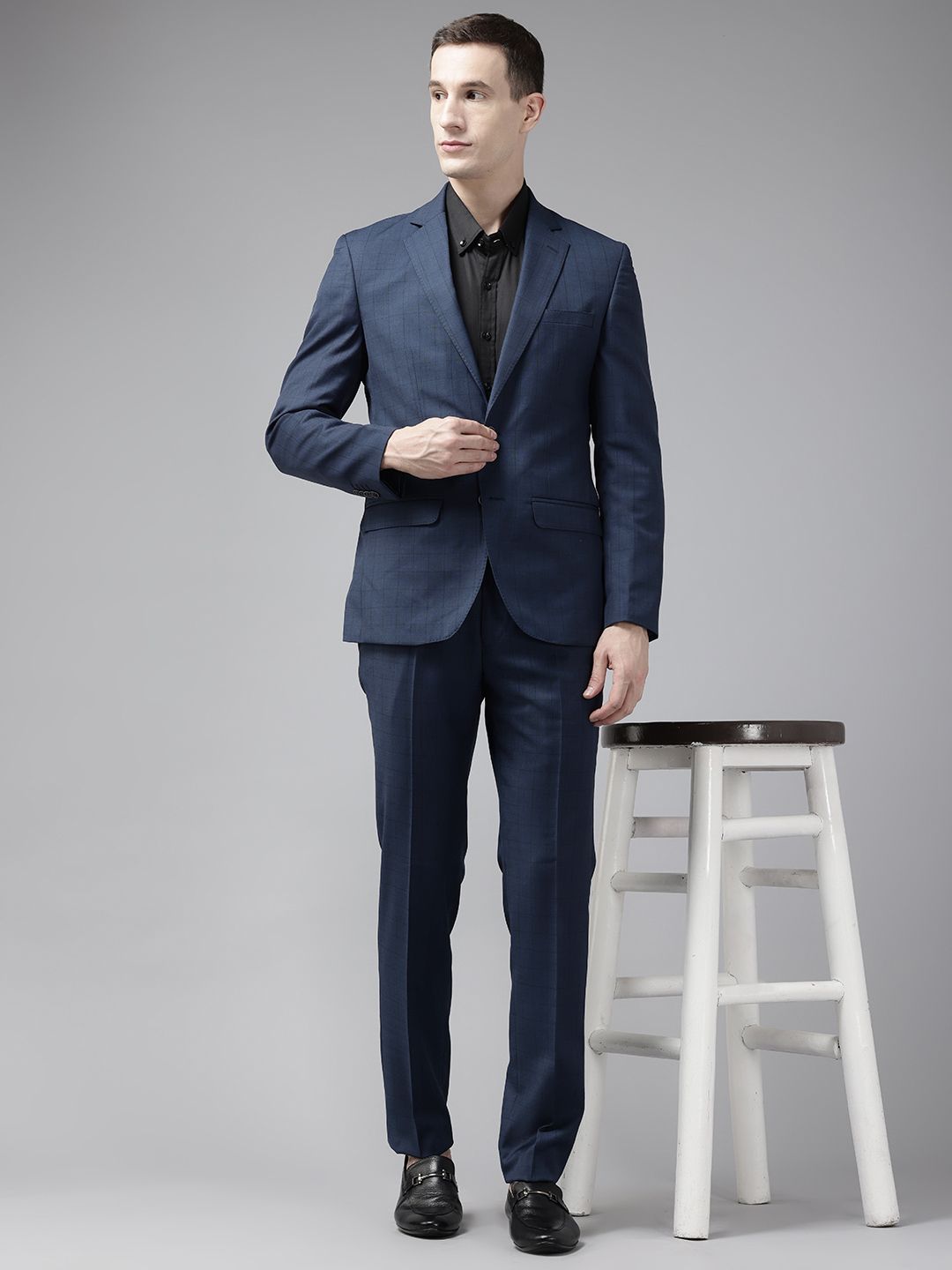Park Avenue Checked Slim Fit 2 Piece Formal Suit