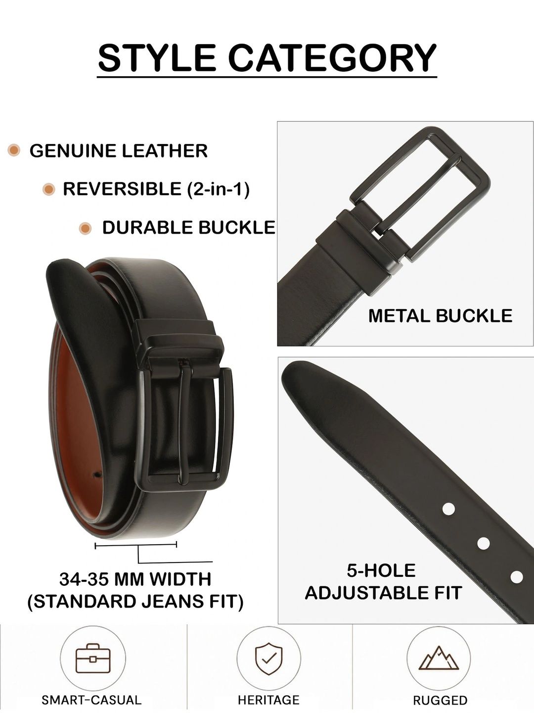 Teakwood Leathers Men Leather Reversible Belt