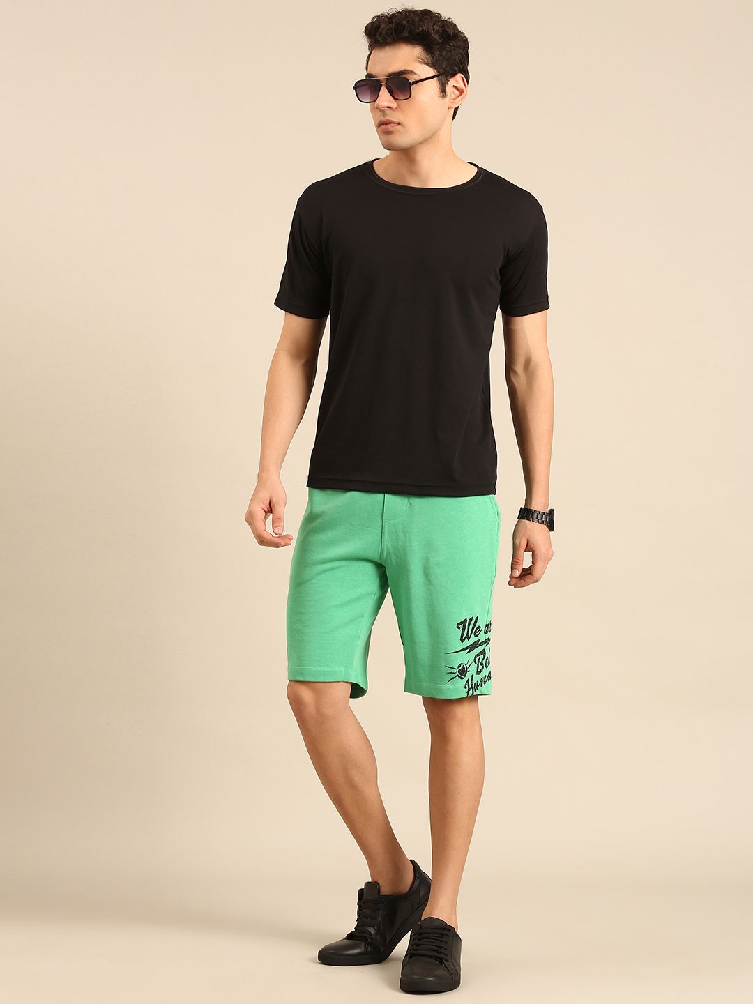 Being Human Men Pure Cotton Brand Logo Printed Regular Shorts