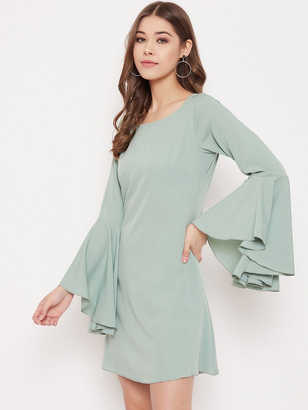 Berrylush Women Green Solid A-Line Dress
