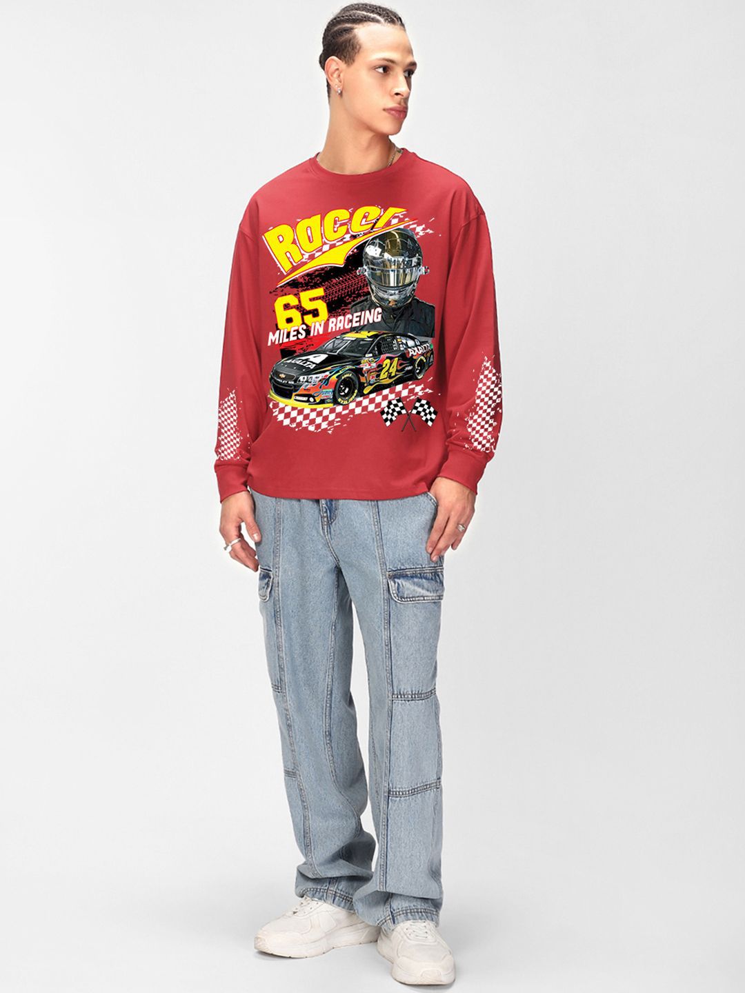 Bewakoof Men Typography Printed Round Neck Pure Cotton Oversized T-shirt