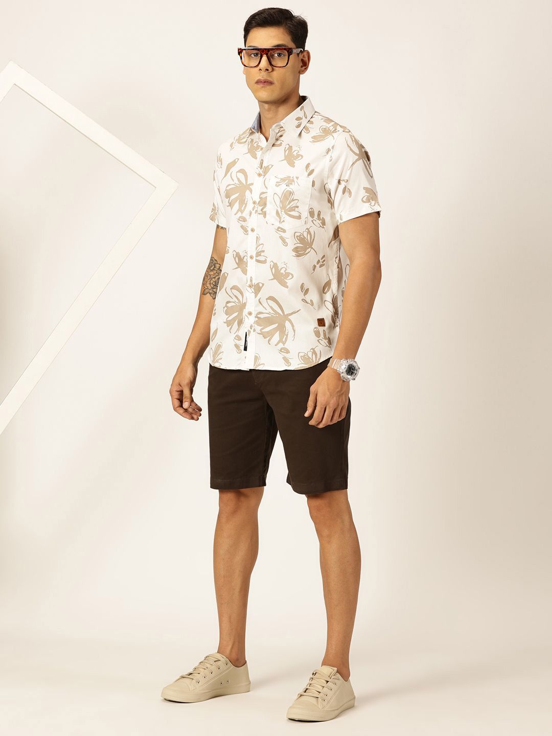 Thomas Scott Premium Slim Fit Floral Opaque Printed Cotton Casual Shirt