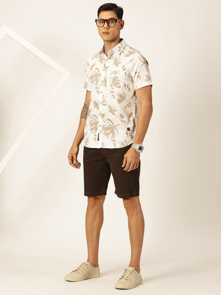 Thomas Scott Premium Slim Fit Floral Opaque Printed Cotton Casual Shirt