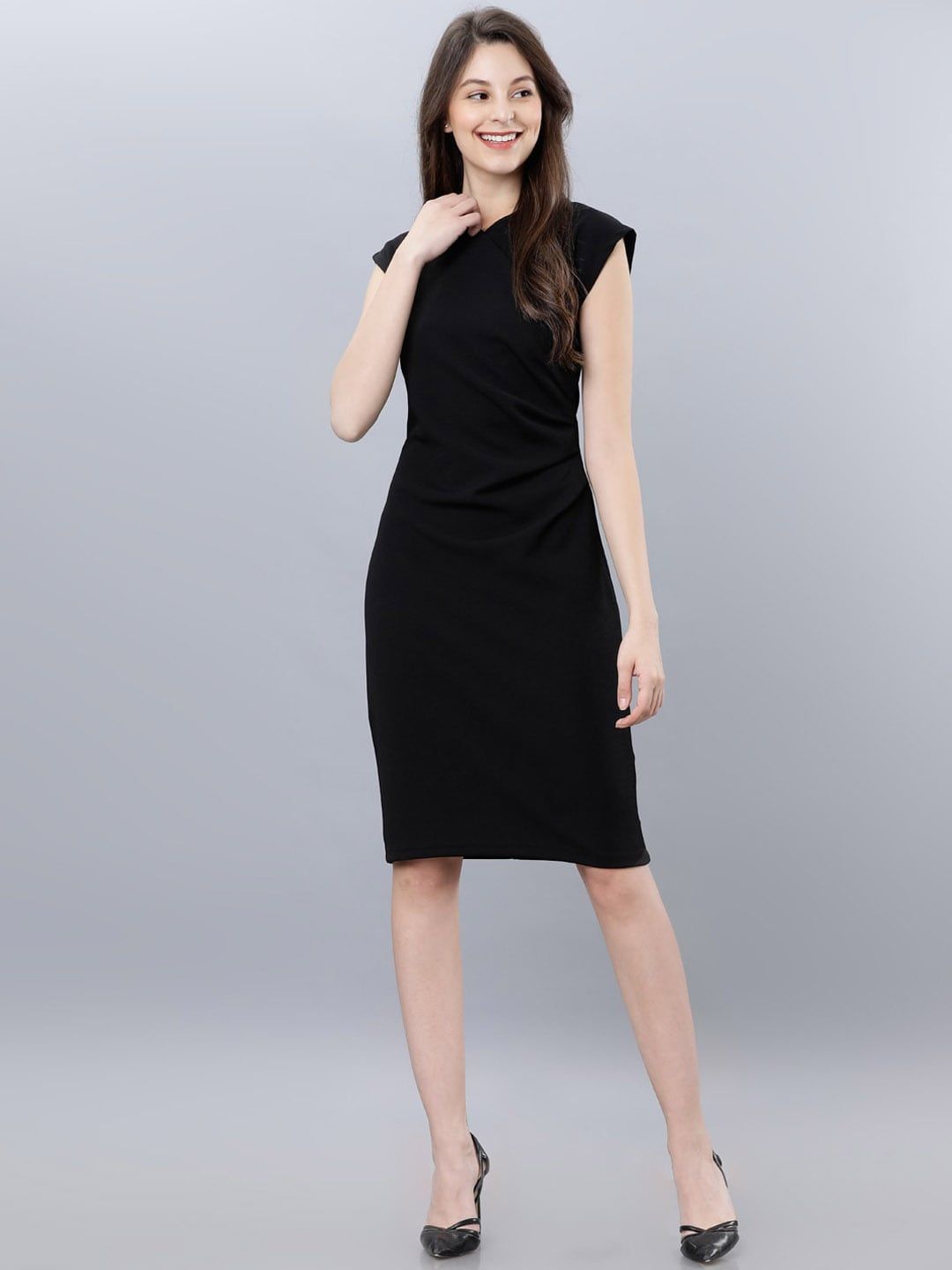 CHIC BY TOKYO TALKIES Women Black Solid Wrap Dress