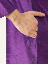 SOJANYA Lelaki Ungu Solid Kurta Lurus