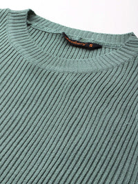 DressBerry Striped Hem Ribbed Pullover