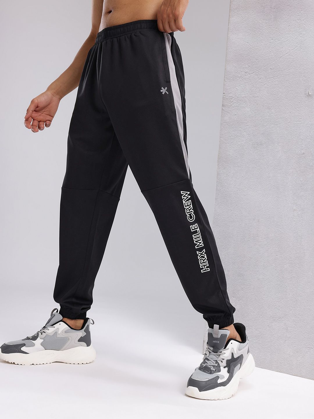 HRX by Hrithik Roshan Men Brand Logo Printed Mid-Rise Rapid-Dry Running Joggers