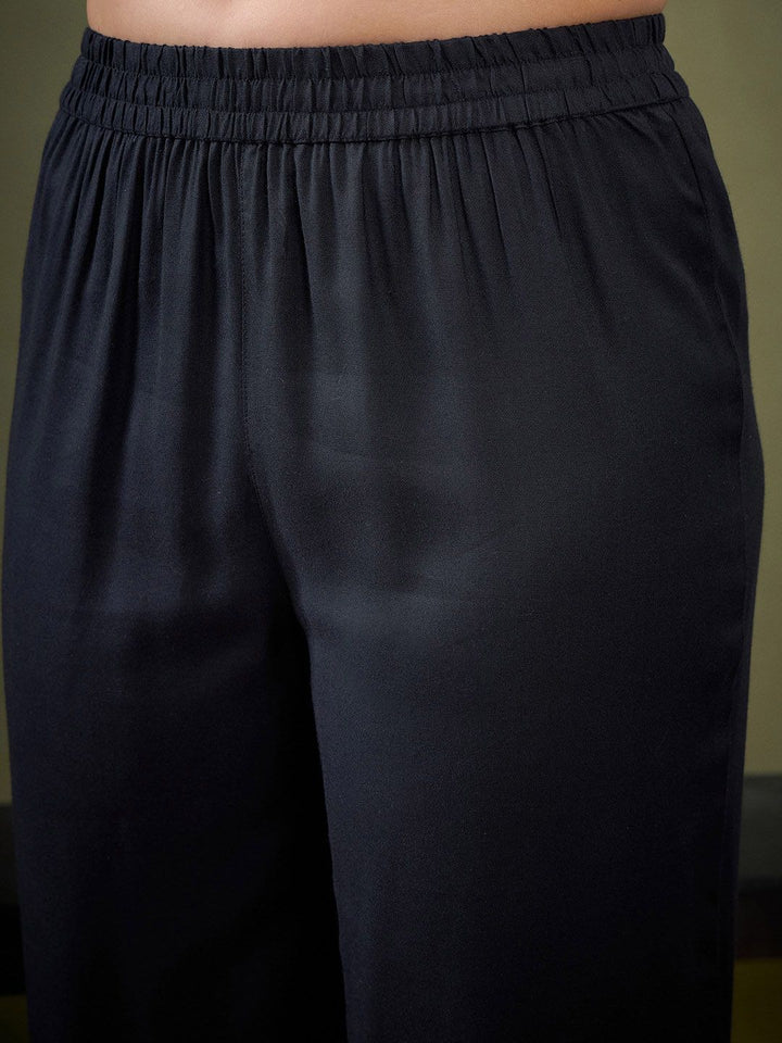 Shae by SASSAFRAS Black Embroidered Ethnic Top With Palazzos