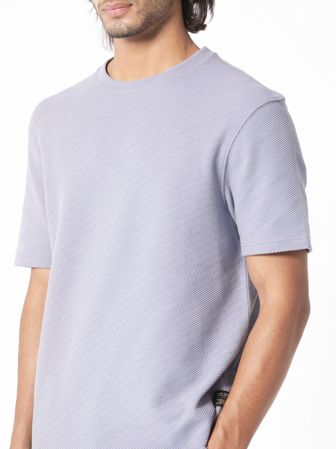 RARE RABBIT Men Cas Round Neck Slim Fit Cotton T-Shirt