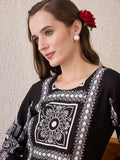 Indo Era Floral Printed Round Neck Pure Cotton Straight Kurta With Trousers