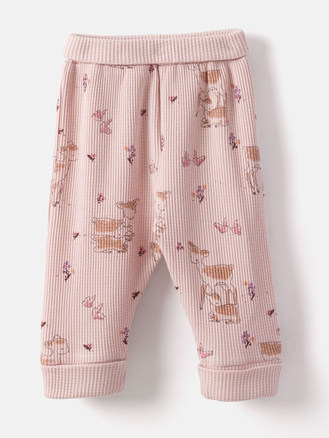 Nauti Nati Infants Girls Printed Pure Cotton Bodysuit With Joggers & Cap