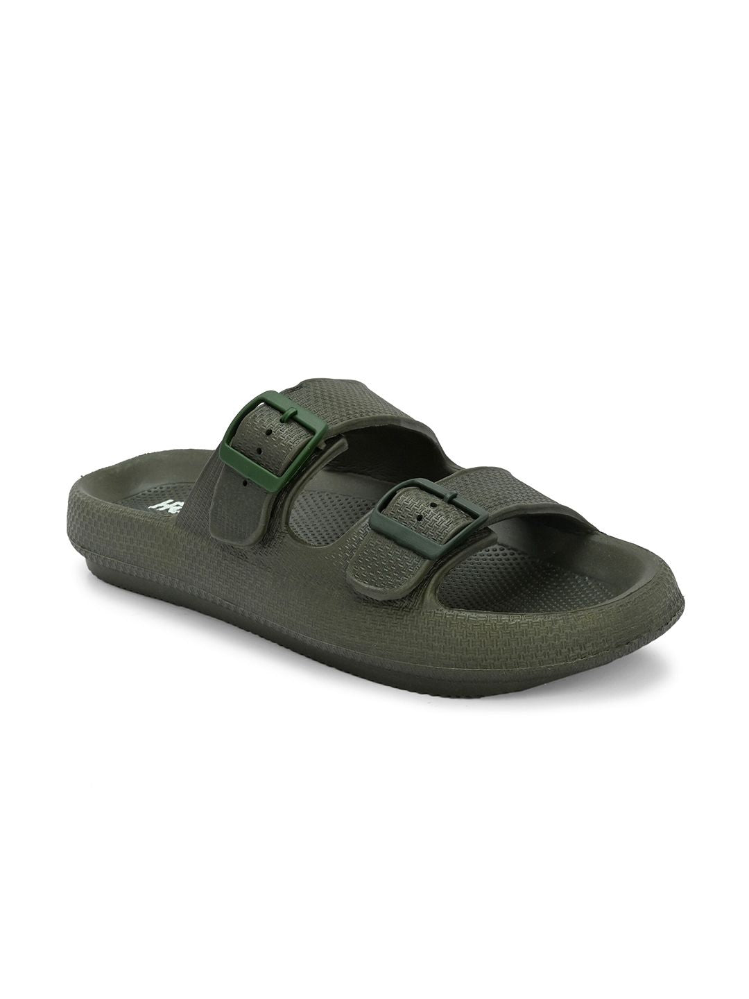HRX by Hrithik Roshan Men Olive Green Textured Sliders