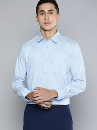 DENNISON Men Blue Solid Smart Slim Fit Stretchable Lycra Formal Shirt