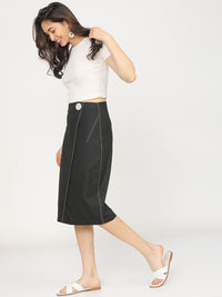 CHIC BY TOKYO TALKIES Women Black Solid A-Line Midi-Skirt