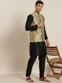 SOJANYA Mandarin Collar Kurta With Churidar & Nehru Jacket
