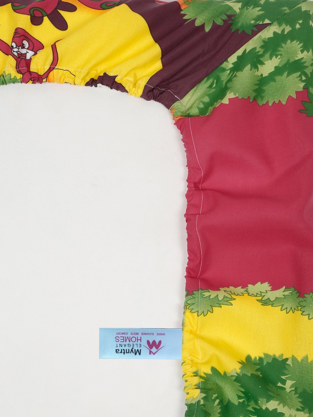 Myntra Elegant Homes Multicoloured Cartoon TC King Bedsheet with 2 Pillow Covers