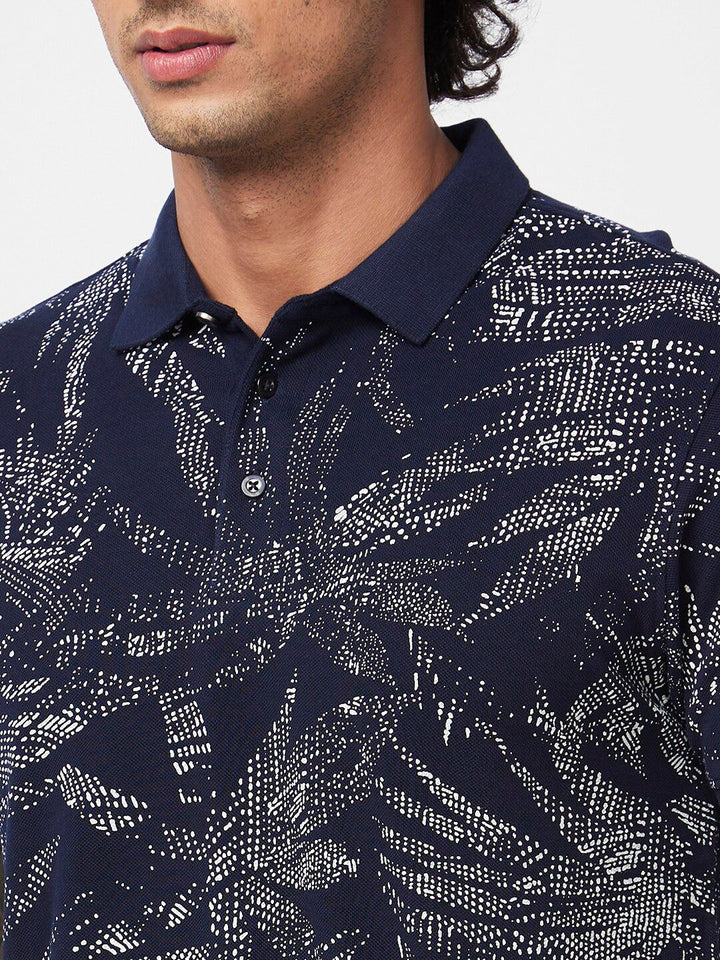 SPYKAR Graphic Printed Polo Collar Slim Fit Cotton Casual T-Shirt