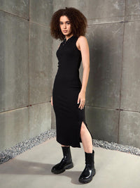 SASSAFRAS Women Bodycon Hooded Midi Dress