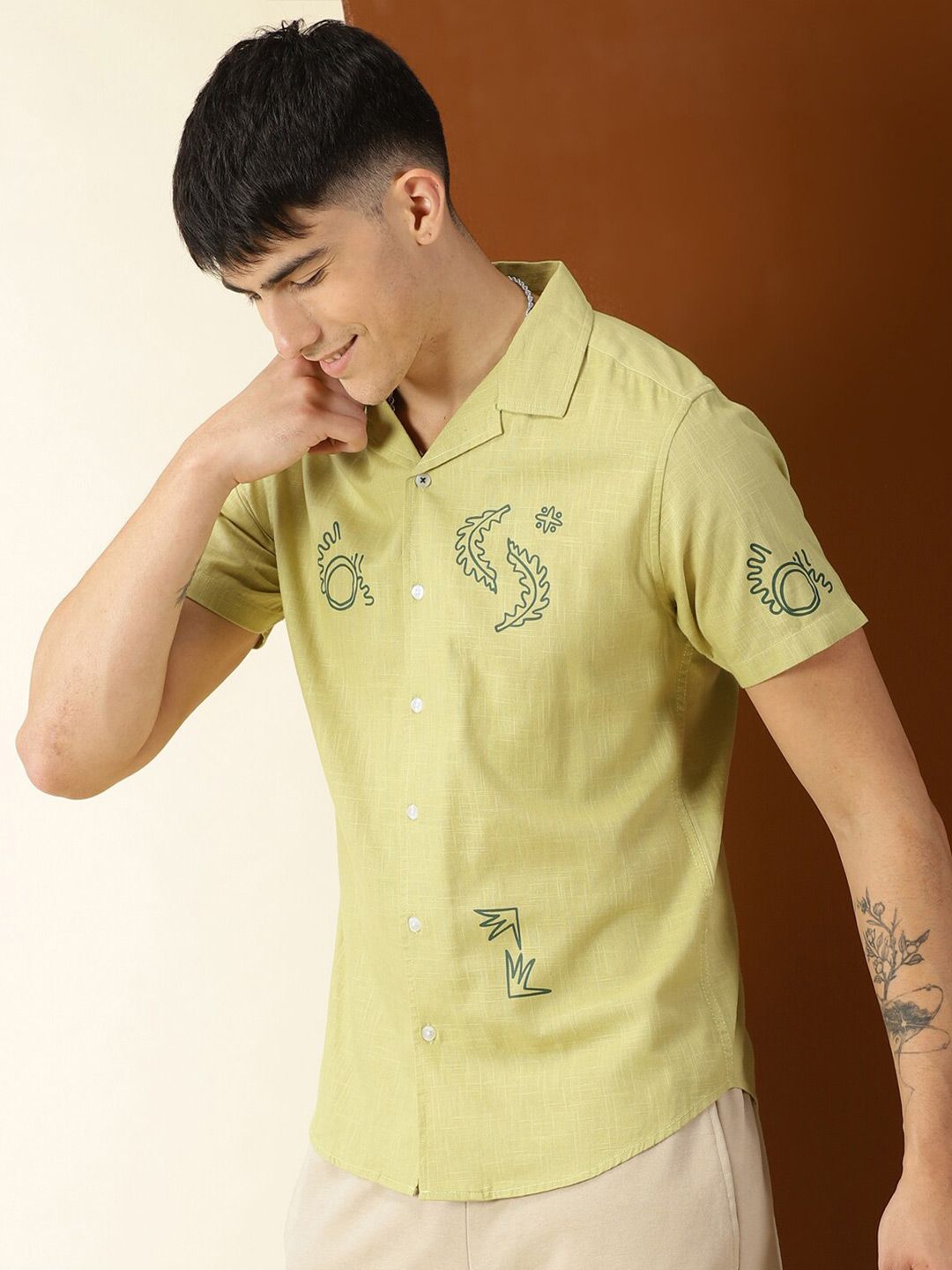 Thomas Scott Premium Fit Abstract Printed Pure Cotton Casual Shirt