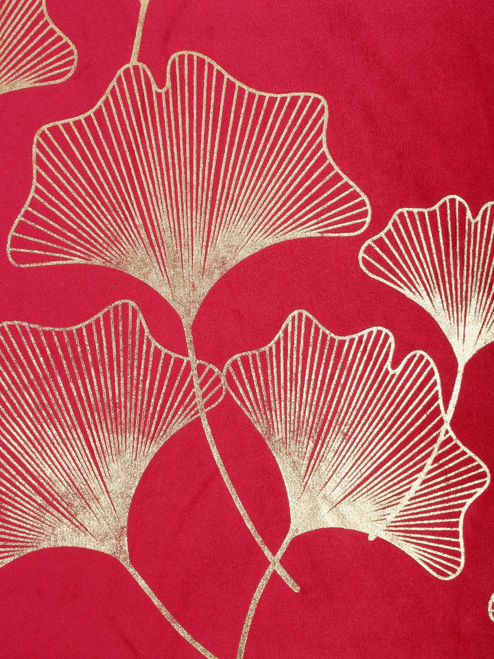 HOSTA HOMES Red & Gold Set of 2 Ethnic Motifs Velvet Square Cushion Covers