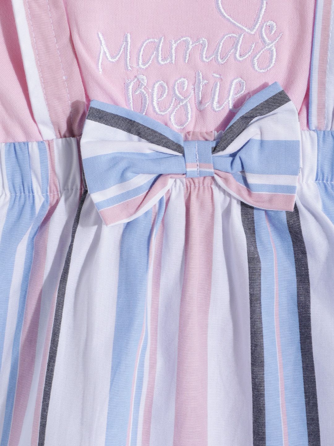 Moms Love Infant Girls Print Bow Detail Pleated Fit & Flare Dress