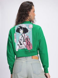 DressBerry Streetstyle Edge Graphic Print Drop-Shoulder Crop Sweatshirt