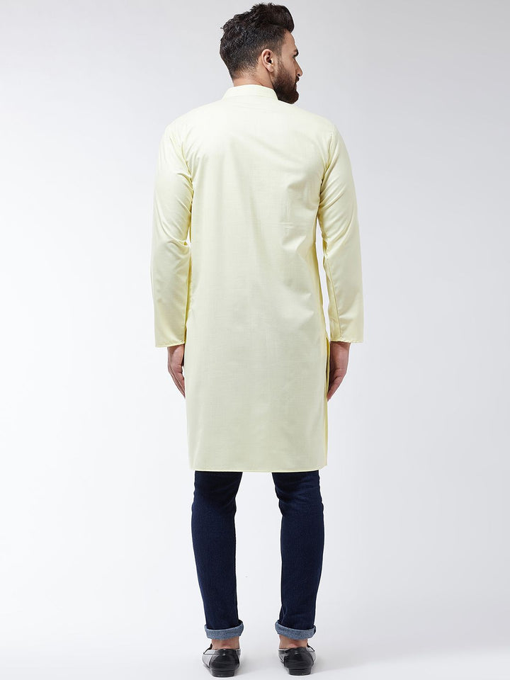 SOJANYA Lelaki Kuning Solid Kurta Lurus