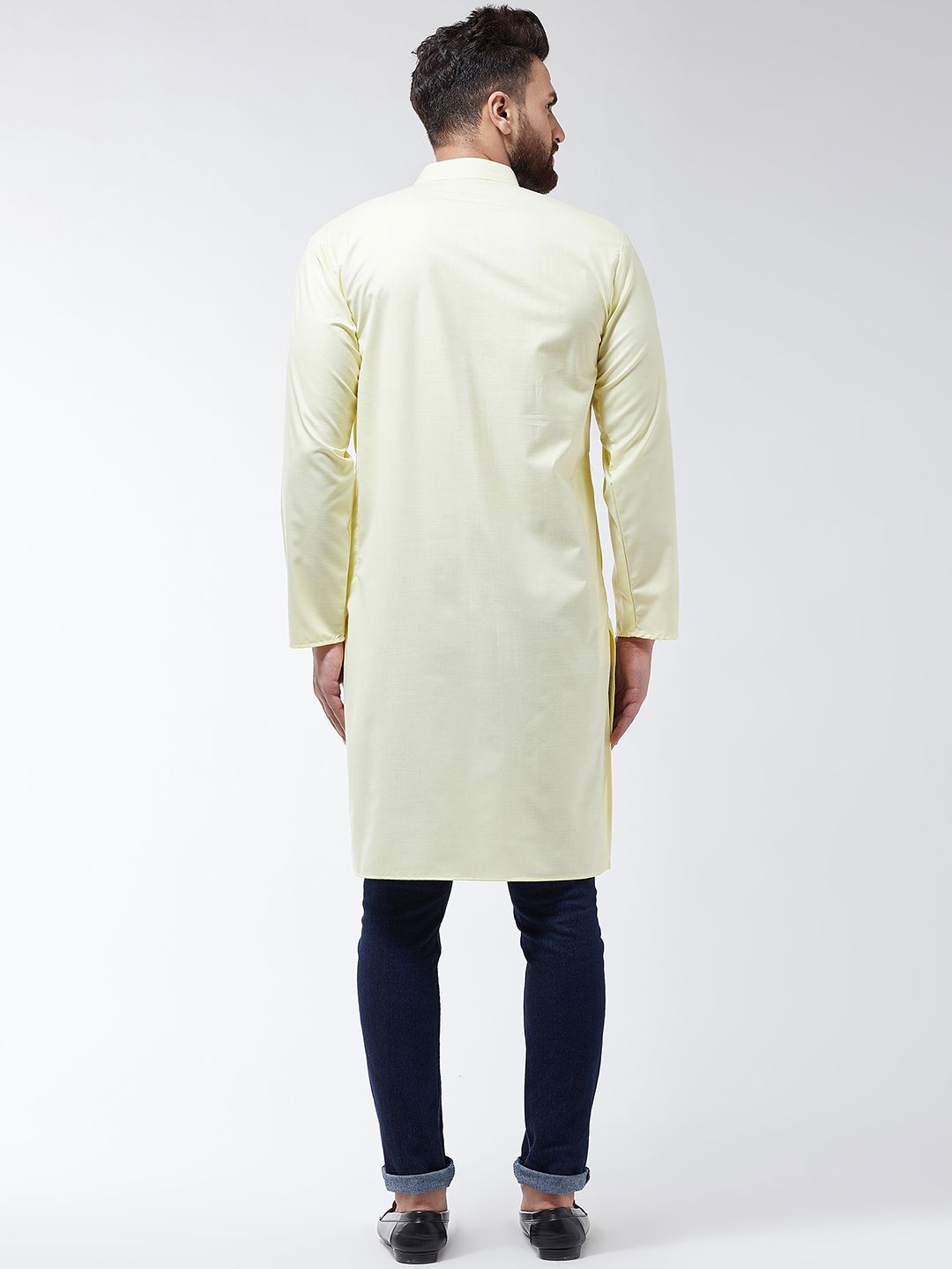 SOJANYA Men Yellow Solid Straight Kurta