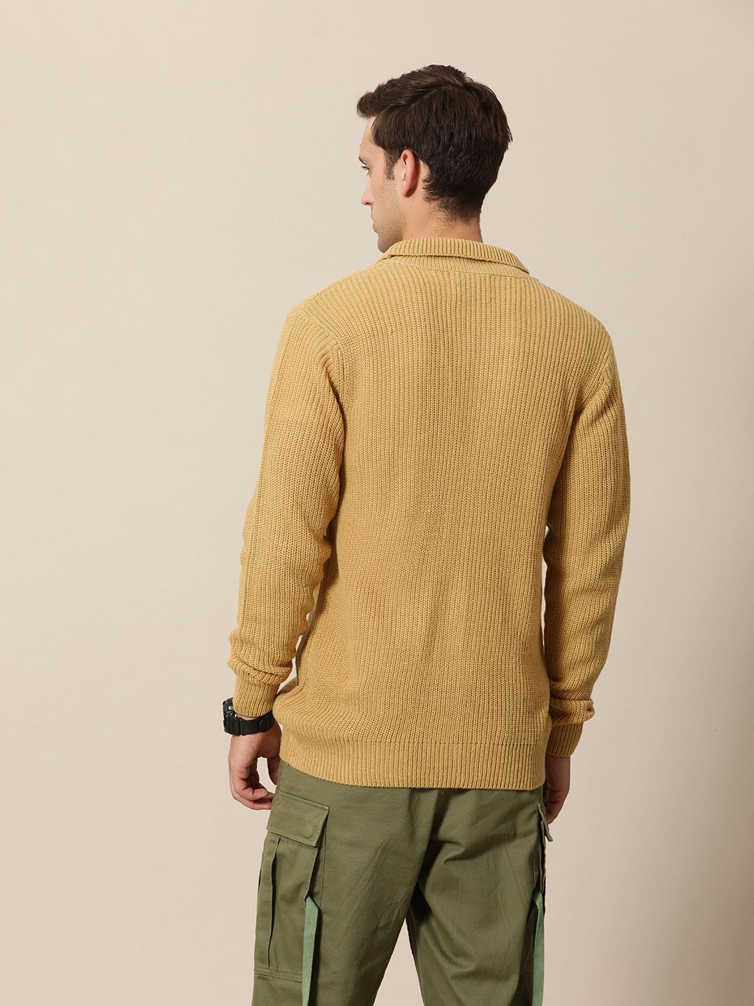 Mr Bowerbird Men Solid Chunky Ribbed Oversized Cardigan