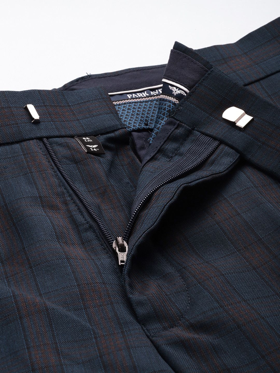 Park Avenue Super Slim Fit Checked Notched Lapel Single-Breasted Formal 2 Piece Suits