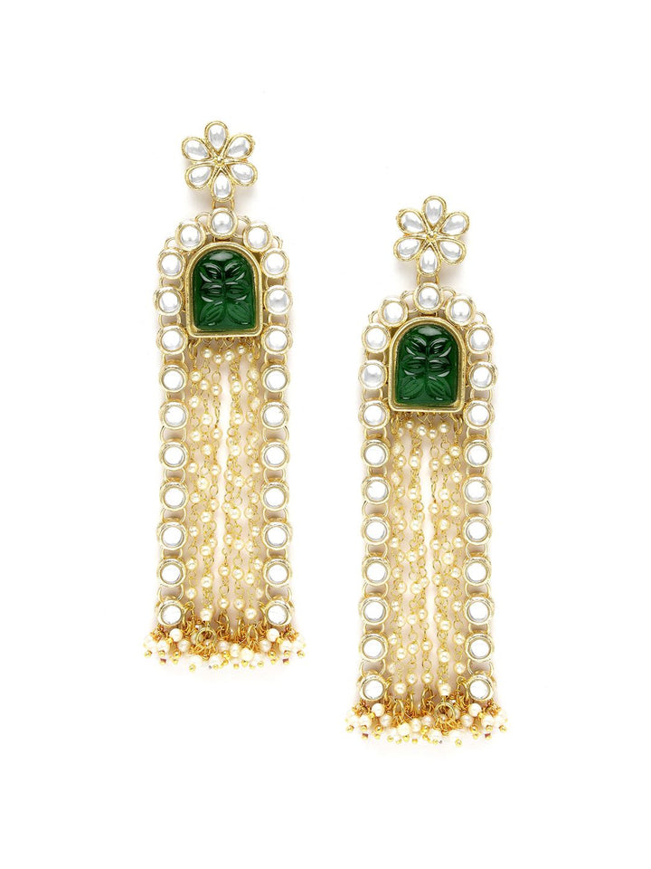 KARATCART Gold-Plated Kundan-Studded Drop Earrings
