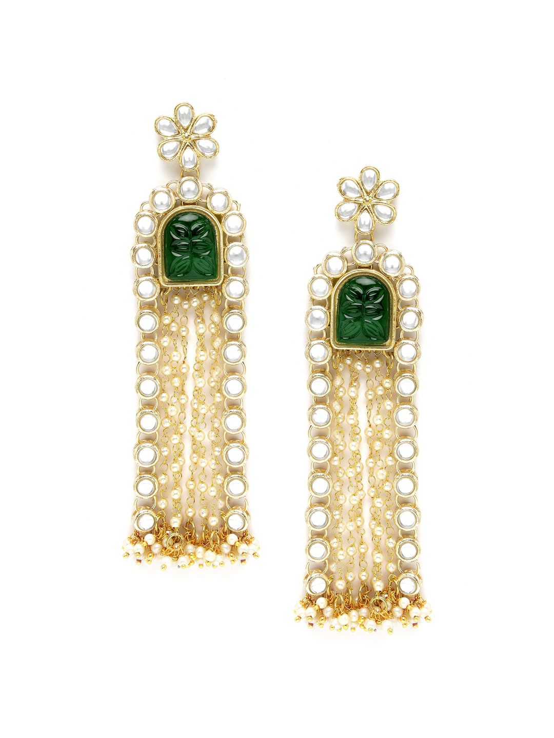KARATCART Gold-Plated Kundan-Studded Drop Earrings
