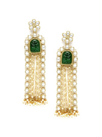 KARATCART Gold-Plated Kundan-Studded Drop Earrings