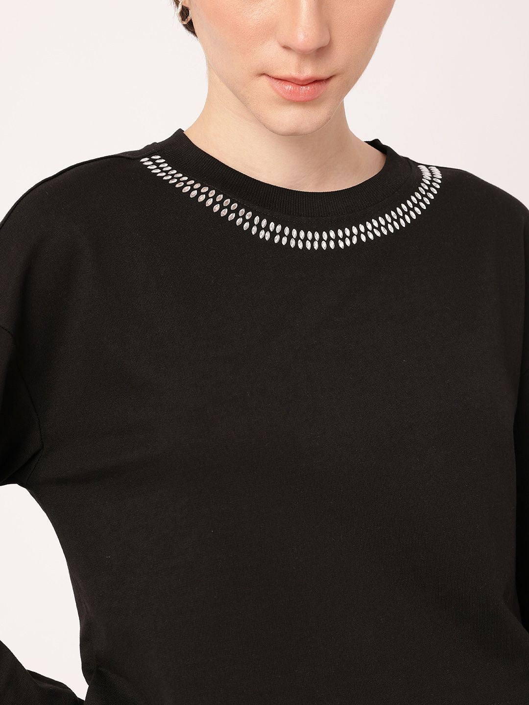 DressBerry Embellished Cotton Terry Relaxed Fit Sweatshirt