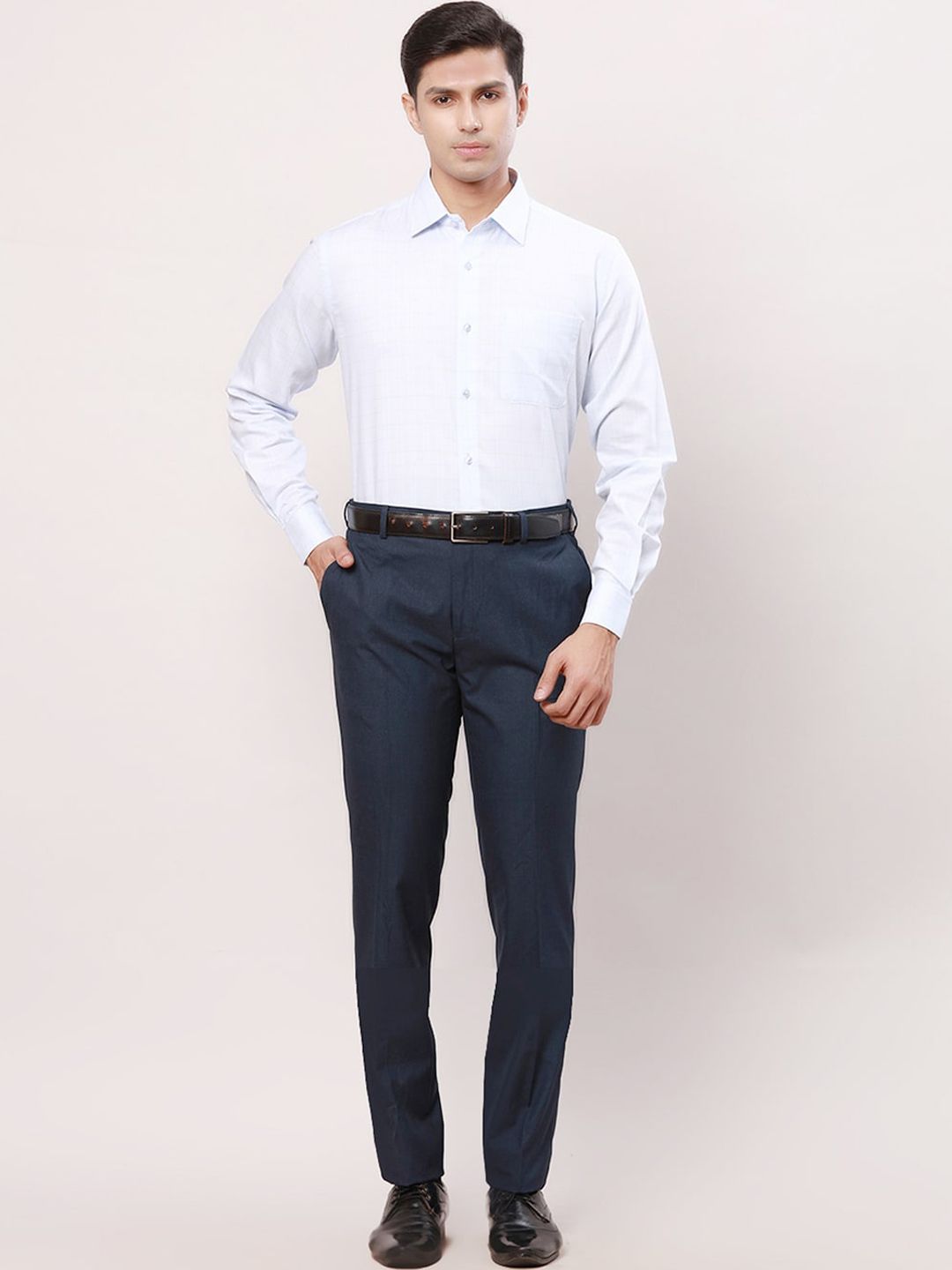 Raymond Men Checked Slim-Fit Formal Trousers