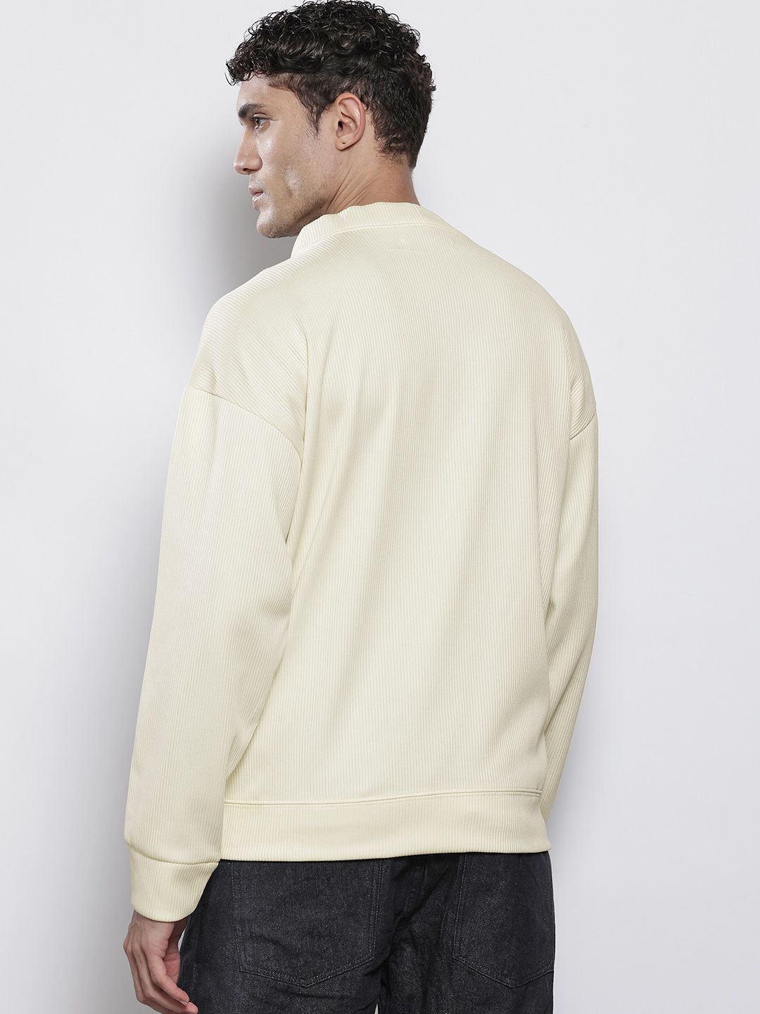 The Indian Garage Co Self Design Drop-Shoulder Open-Front Sweatshirt