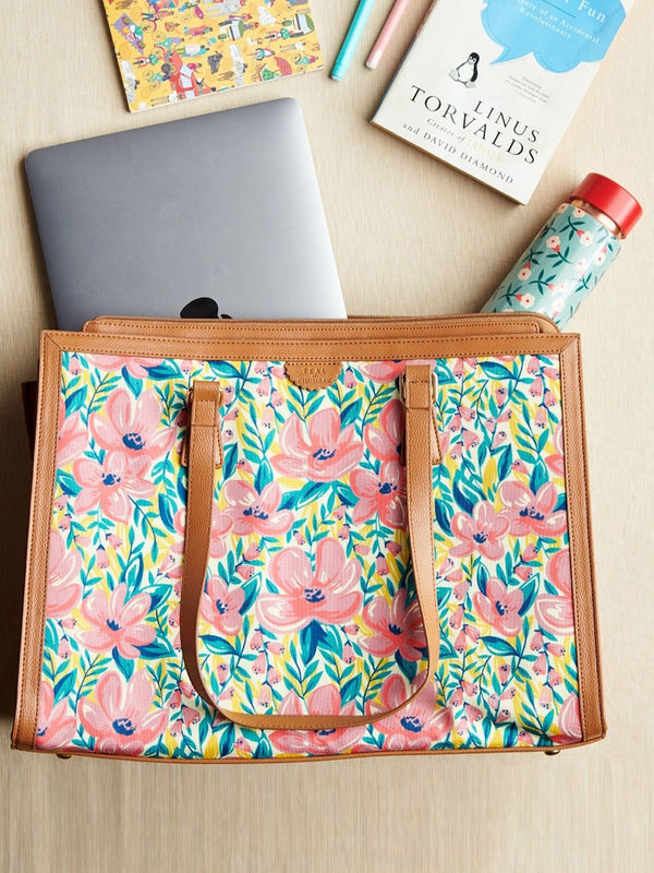 TEAL BY CHUMBAK Floral Printed Oversized Shopper Shoulder Bag