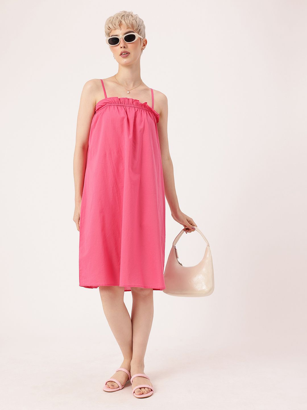 DressBerry Classy Cute Shoulder Straps Ruffles A-Line Dress