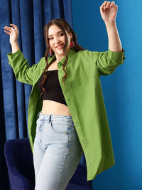 CURVY STREET Comfort Spread Collar Oversized Cotton Shirt