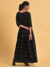 W Black & Grey Polka Dots Printed Pleated Belted Culotte Jumpsuit