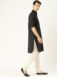 SOJANYA Lelaki Black Solid Pathani Kurta