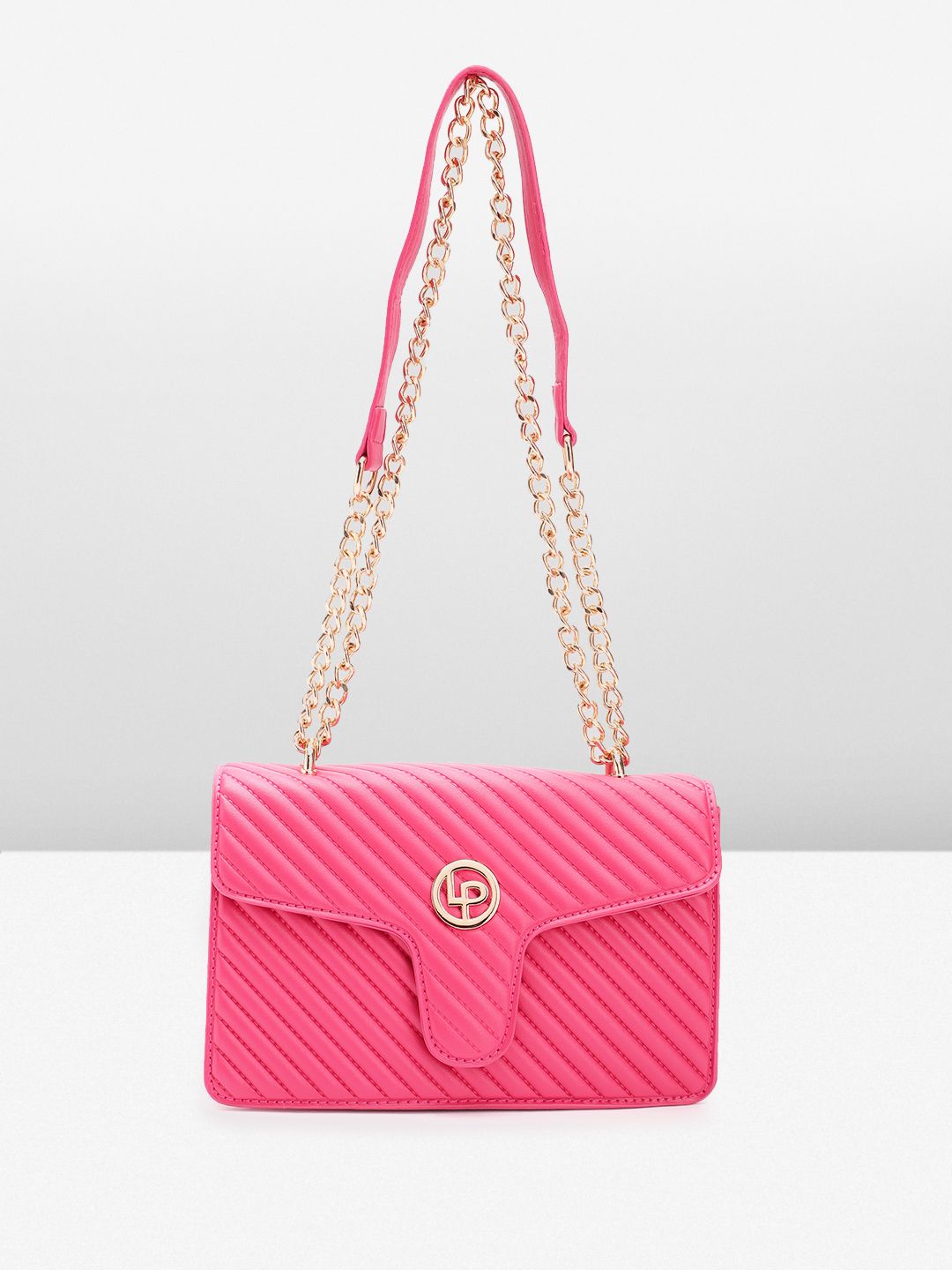 Lino Perros Women Striped Structured Sling Bag with Quilted Detail