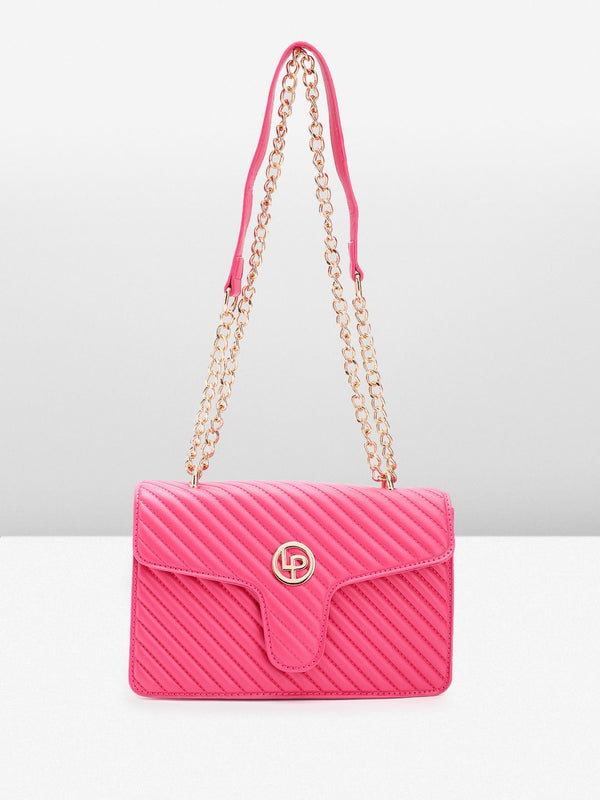 Beg Sling Berstruktur Berjalur Wanita Lino Perros dengan Butiran Quilted