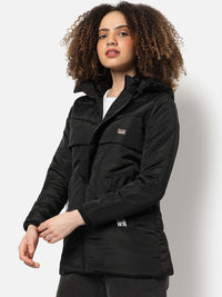 Campus Sutra Women Black Outdoor Puffer Jacket