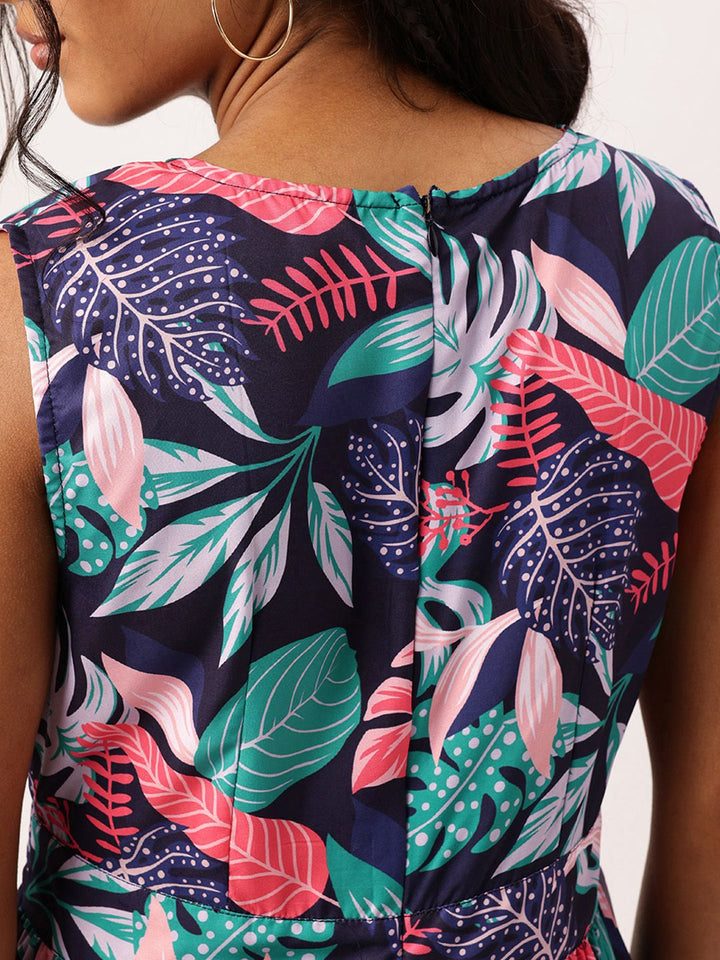 DressBerry Embrace The Holiday Tropics Printed A-Line Gathers Mini Dress