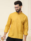 SOJANYA Lelaki Mustard Kuning Solid Kurta Lurus