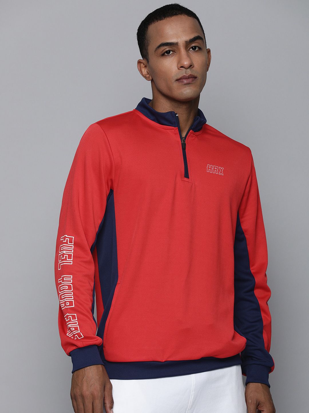 HRX By Hrithik Roshan Lifestyle Men High Risk Red Rapid-Dry Colourblock Sweatshirt