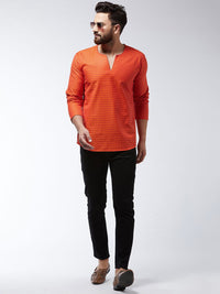 SOJANYA Lelaki Rust Woven Design Kurta Lurus