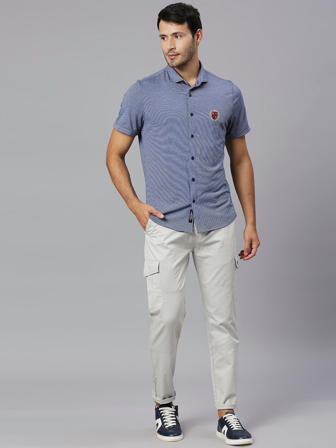 Thomas Scott Men Smart Slim Fit Easy Wash Cargos Trousers