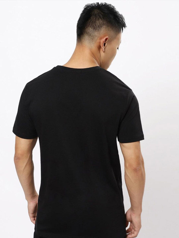 Bewakoof Men Black Printed Pure Cotton  T-shirt